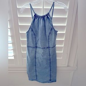Denim halter neck mini dress